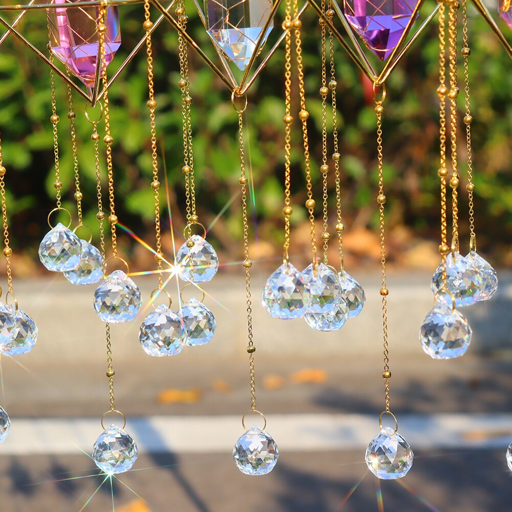 Big Crystals Wind Chime Prism Sun Catchers Handmade Jewellery Garden Hanging Dream Catcher Pendant Rainbow Chaser Ornament