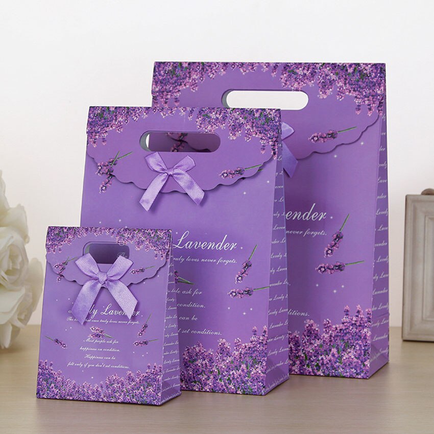 10pcs/lot Romantic Purple Lavender Portable DIY Multifunction Decoration Bags Snacks Candy Packaging Bag