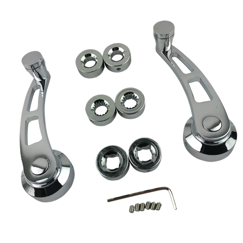 1 Pair Chrome Billet Aluminum Window Crank Handle Kit 4-1/4 Universal Manual Door Window Crank Handle Set Easy Installation