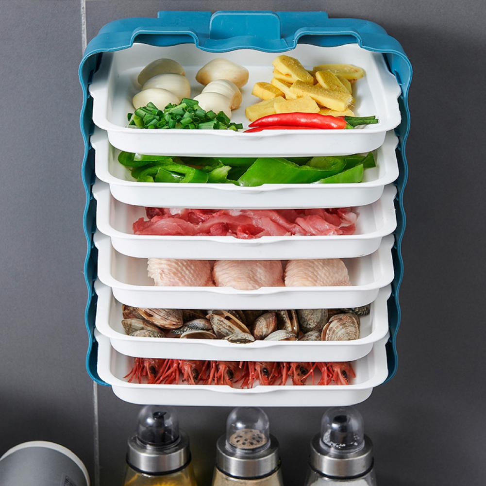 Kitchen Storage Multi Layer Dish Tray Wall Mounted Kitchen Side Dish Stackable Fruit Display Storage Plate Pot Serving Tray