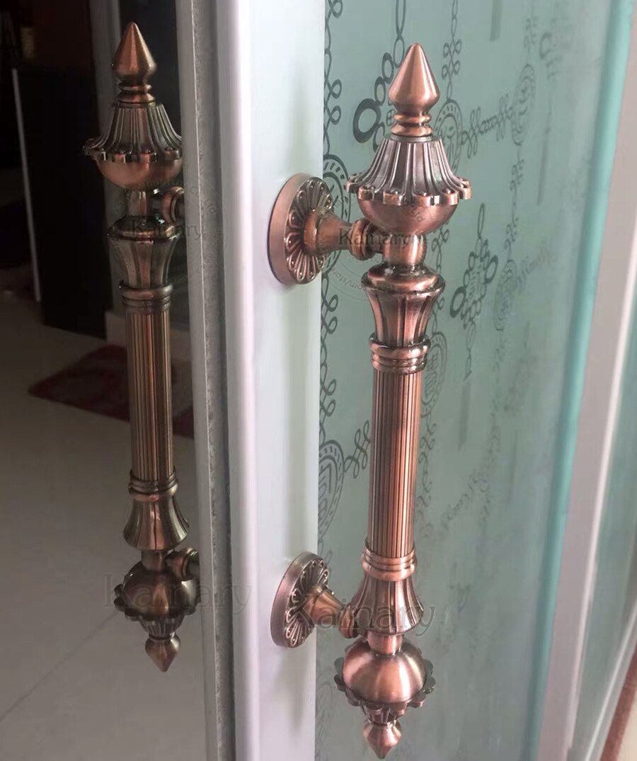 1PCS ancient wooden door bronze handle, European style villa hotel retro door pull and push handle, glass door antique handle