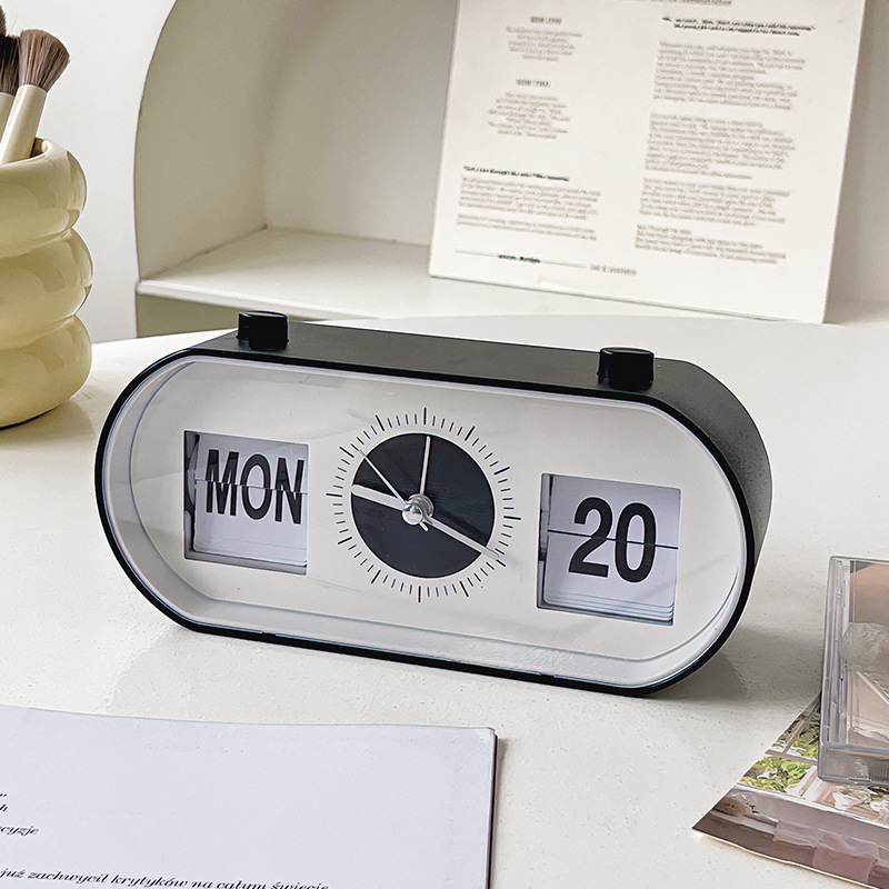 Neue kreative Schlafzimmer Wecker Spaß kippen mechanische Wecker Schreibtisch digitale Kalender uhren retro Schreibtisch uhren Wohnkultur