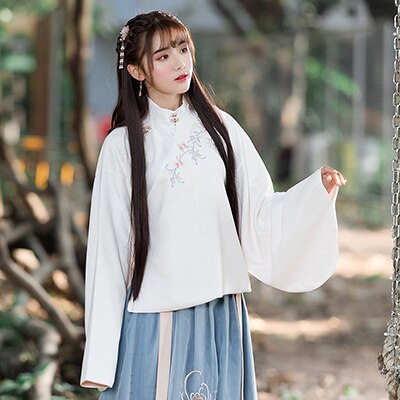 Chinese jurk hanfu vrouwen cheongsam jurk traditionele chinese kleding voor vrouwen chinese blouse china kostuum: white blouse / L