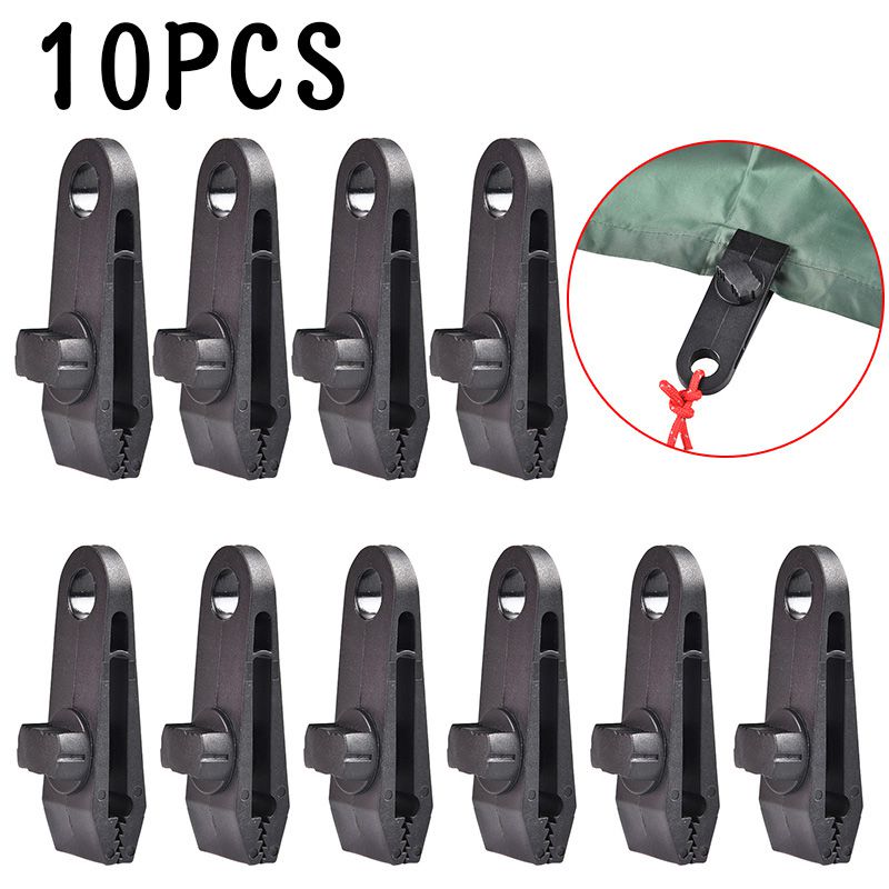 10x Kunststoff Vorzelt C Clips Camping für 10mm 13mm Pole Zeltstange Schwarz