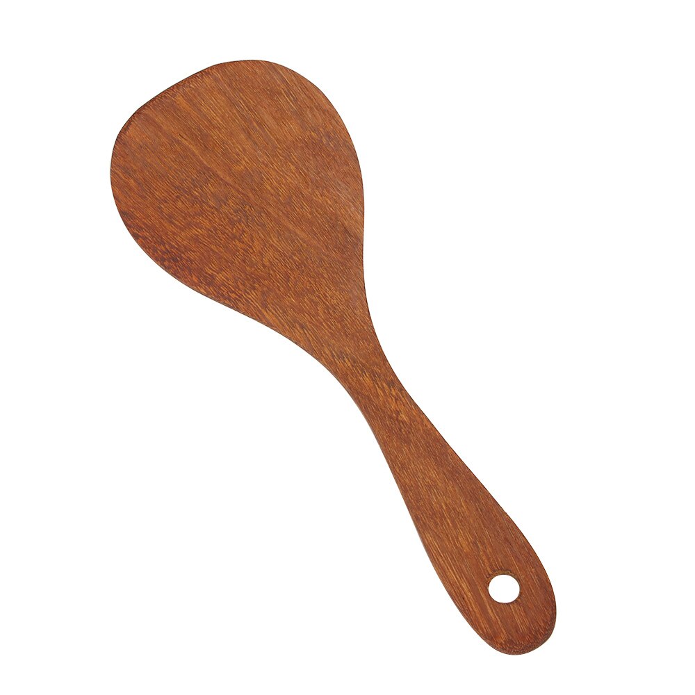 Juego de utensilios de cocina de madera, mango largo, espátula para arroz, cuchara para verduras, carne, cocina, pala, cucharas mezcladoras para sartén antiadherente, herramientas de cocina: E