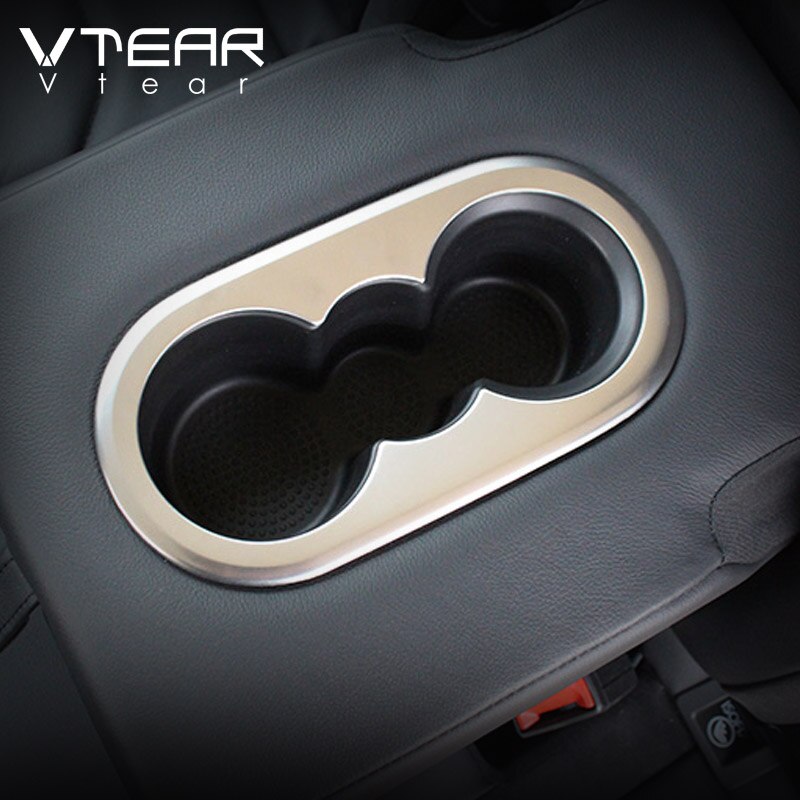 Vtear para Volkswagen VW Tiguan MK2 Interior molduras asiento trasero reposabrazos Panel para posavasos Trim accesorios de la cubierta