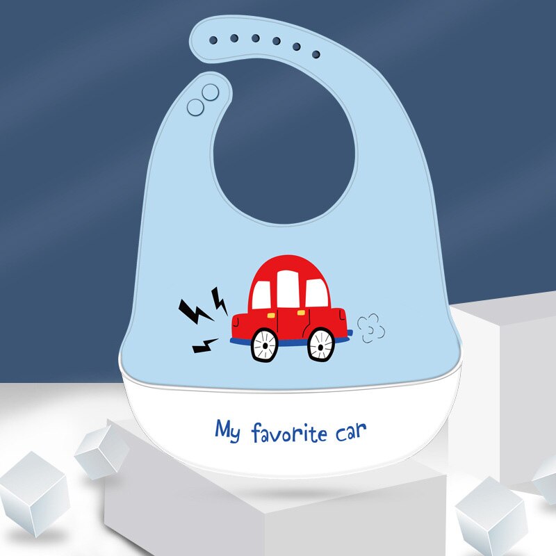 Dessin animé arc-en-ciel bébé bavoirs imperméable Silicone éléphant voiture imprimer bébé trucs fille garçon bébé alimentation bavoirs réglable enfants bavoir: style3