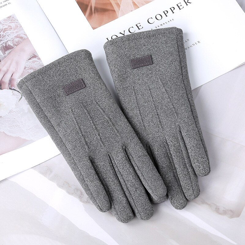 Winter Ladies Warm Gloves Thick Touch Screen Plus Velvet Riding Self-Heating Gloves Drive: grey