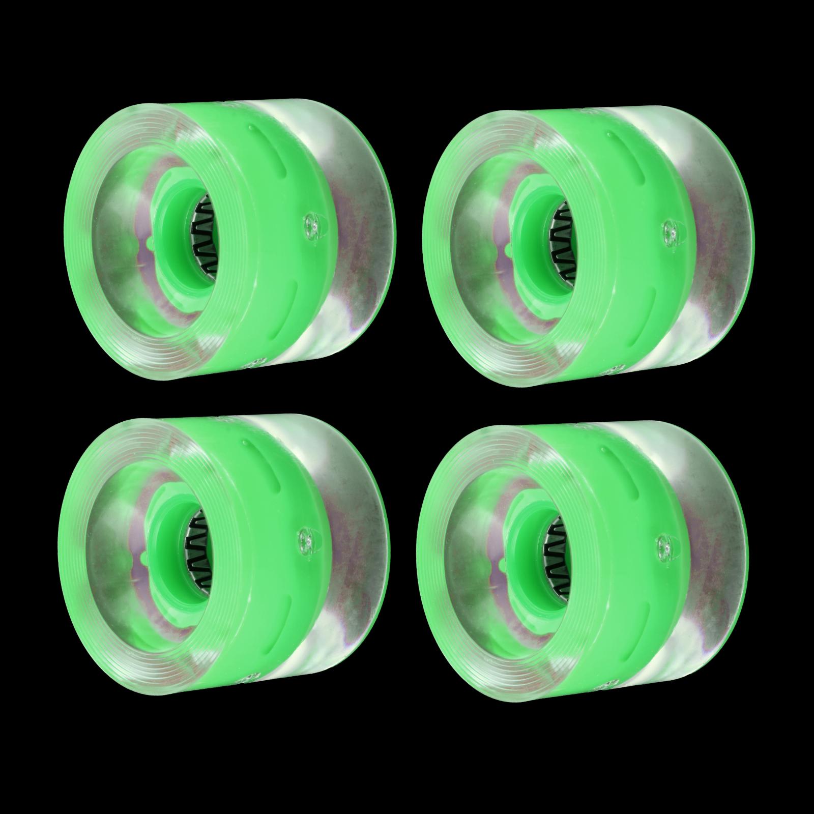 Roues de Longboard 4x60mm pour Skateboard, éclairage clignotant, remplacement de roue en PU, roues de dureté 78A: Green