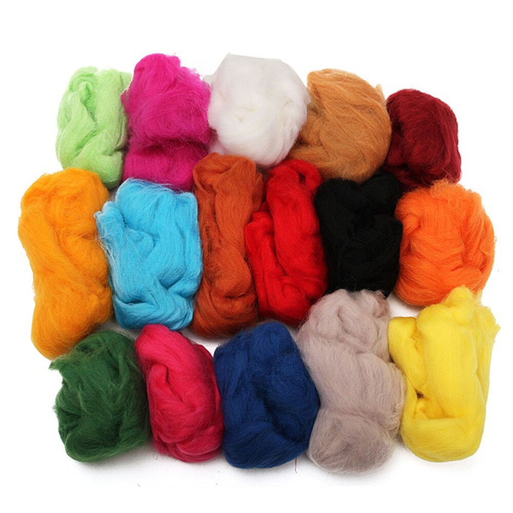 36 kleuren wollen rovingvezels wollen garen roving voor naaldvilten hand spinnen diy