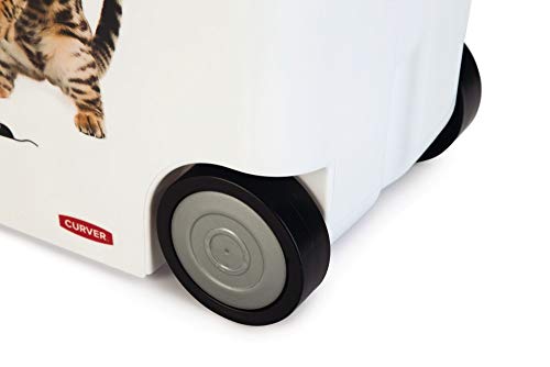 Conteneur alimentaire Curver 12 Kg avec 2 roues pour chat, 35 L, blanc, 28x50x43 cm