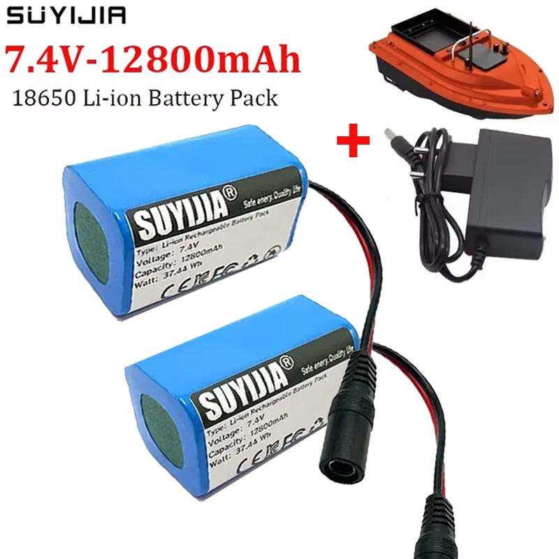 Batería Lipo para T188 T888 -5 Control remoto buscador de peces cebo de pesca barco repuestos juguetes RC accesorios 2S 7,4 V 12800 mah.
