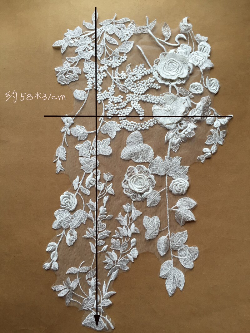 Thick Three-dimensional Petal Rayon Embroidery Stick DIY High Set Wedding Special Use DIY Lace Flower58*31cm 1piece