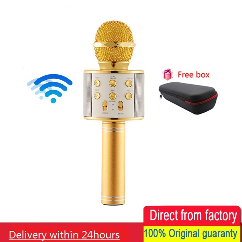 Bluetooth Portable Wireless Condenser Handheld Microphone Built-in Speaker Karaoke mic Compatible With PC/iPad/iPhone/Smartphone