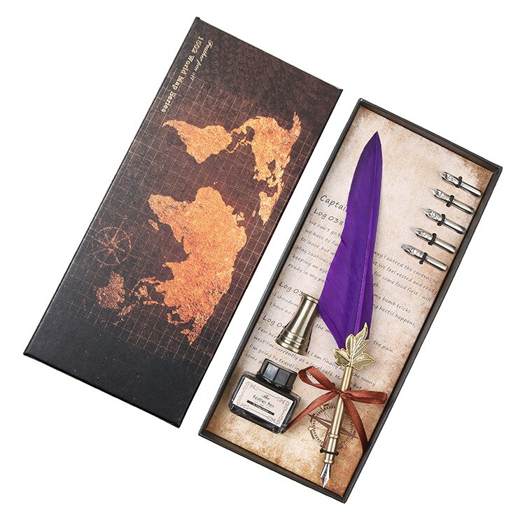 Vintage Antieke Veer Dip Pen Metalen Nibbed Pen Inkt Schrijven Quill Plakboek Veer Pen Set Creatieve Vulpen: 10