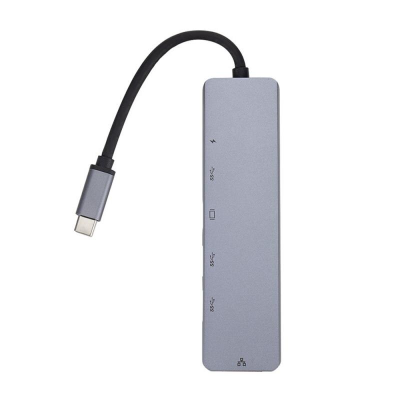 Professionele Mode 6 In 1 Usb Type C Hub Adapter Dock Met 4K Hdmi-Compatibel RJ45 Ethernet Lan lading Mobiele Telefoon Accessoire