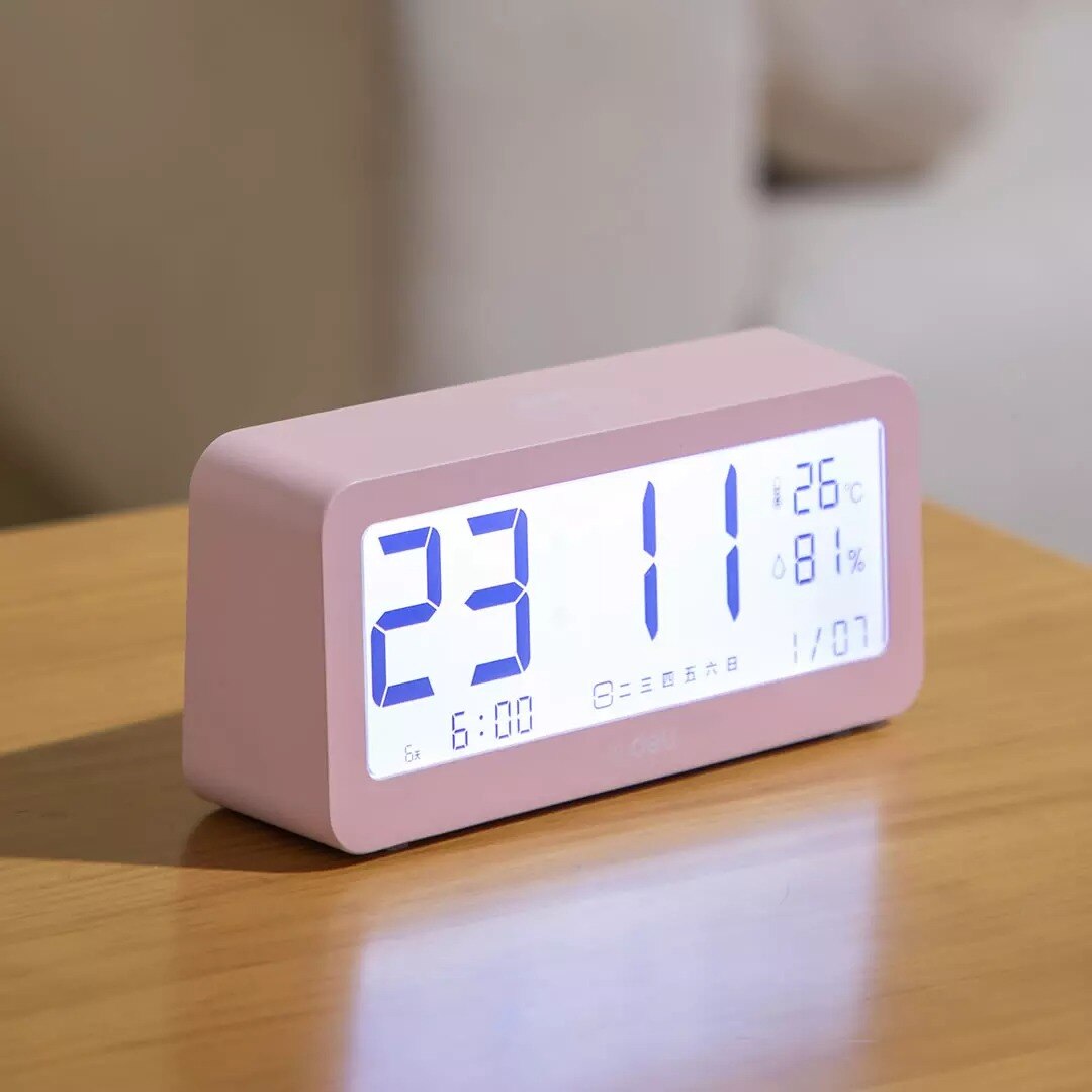 Xiaomi LED Electronic Alarm Clock Digital Clock Temperature and Humidity Monitoring With Backlight Touch ABS 3-color deli Made