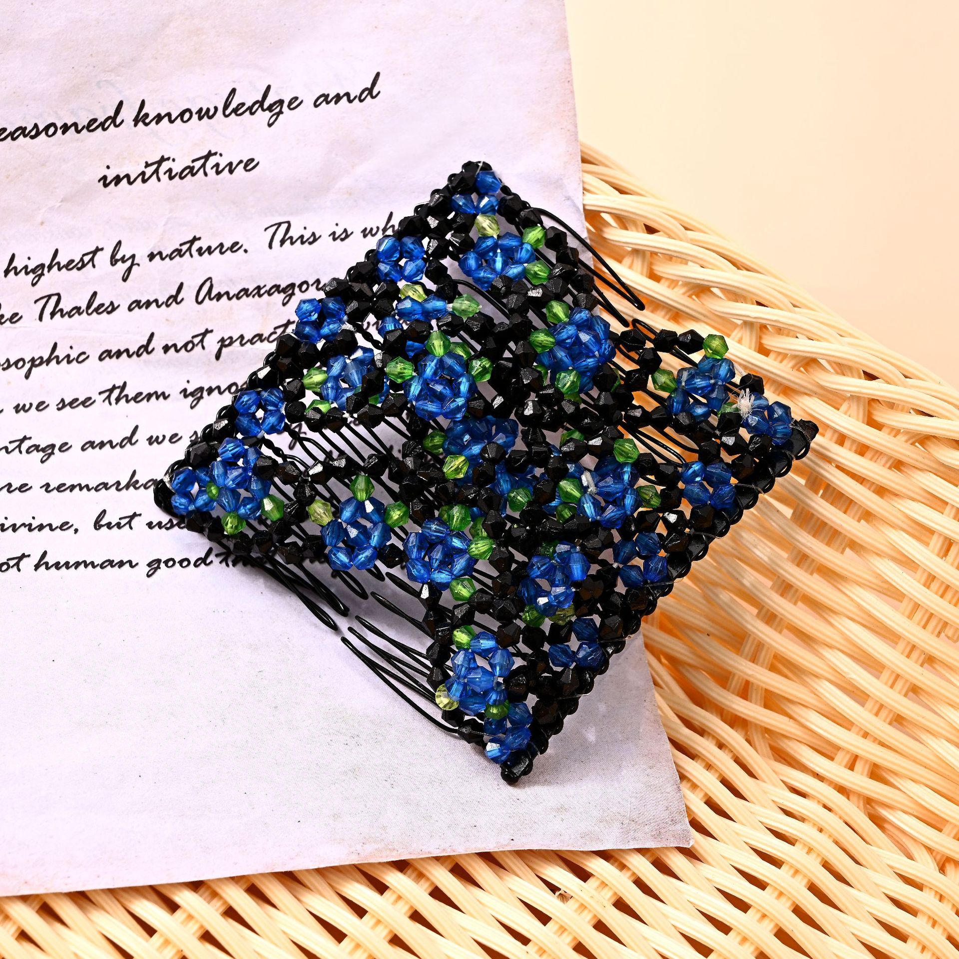 Mode Haarkam Klauw Broodje Dames Magische Kralen Elastische Dubbele Bands String Haarspeld Tool Paardenstaart Haaraccessoires Kapselbanden: Sky Blue