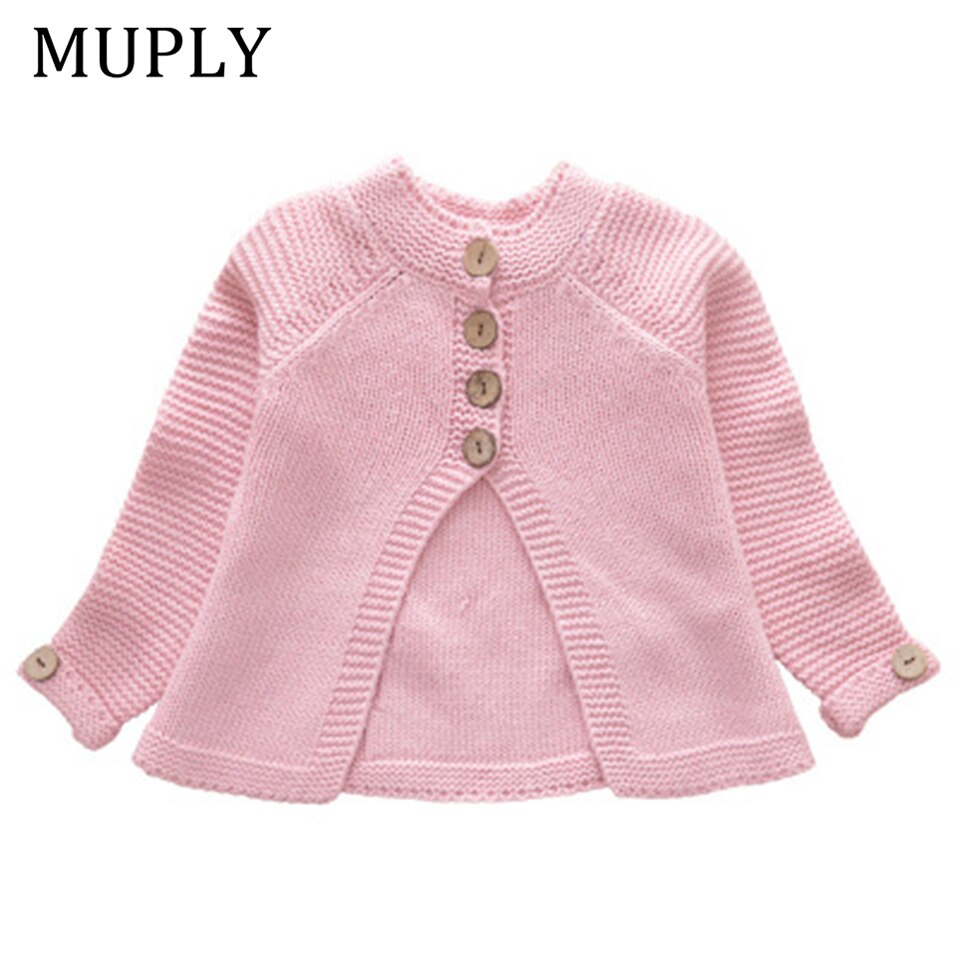 Efterår vinter bomuldstrøje overdele baby børnetøj piger strik cardigan sweater træknap børnetøj kostumer