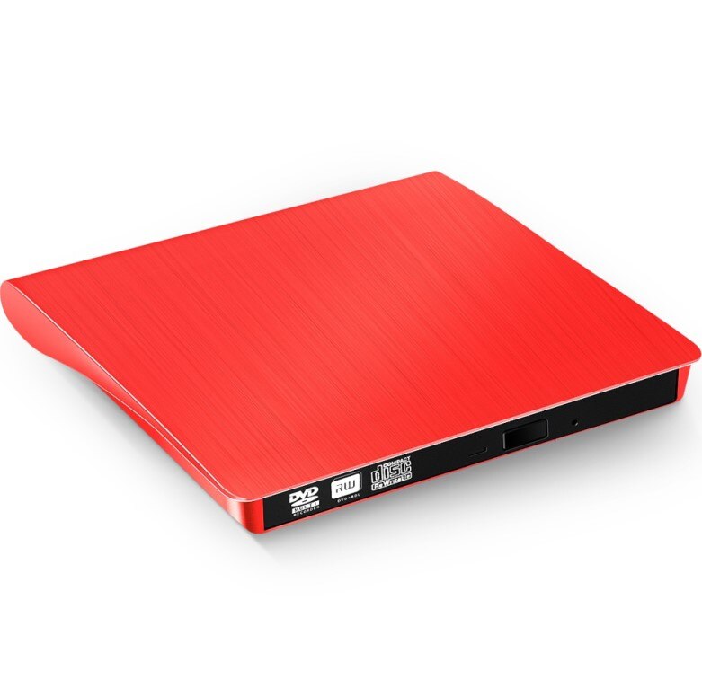 Yiyayo usb 2.0 dvd rw-brænderforfatter ekstern cd-drev optisk drevlæser portatil cd-rom-afspiller til hp laptop macbook imac: Rød