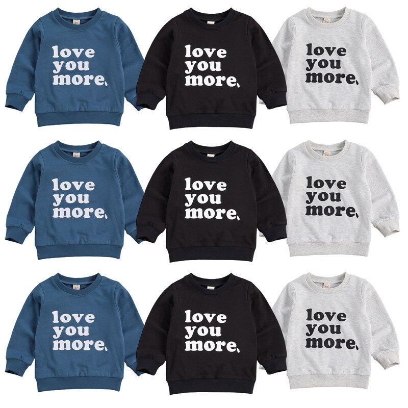 Sweat-shirt à manches longues pour enfants filles et garçons, pull-over décontracté à col rond avec lettre imprimée