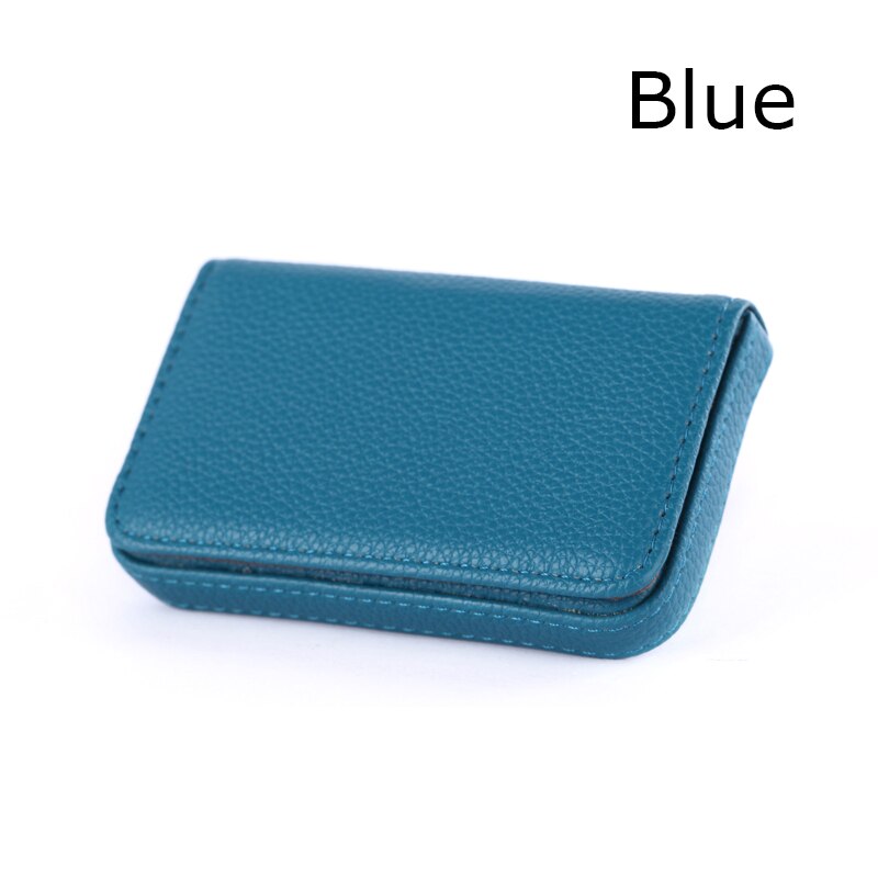 Yuecimie Grote Capaciteit Unisex Visitekaartje Case Id Pouch Vrouwen Pu Lederen Card Box Man Credit Kaarthouder Zwart Bruin: Blue