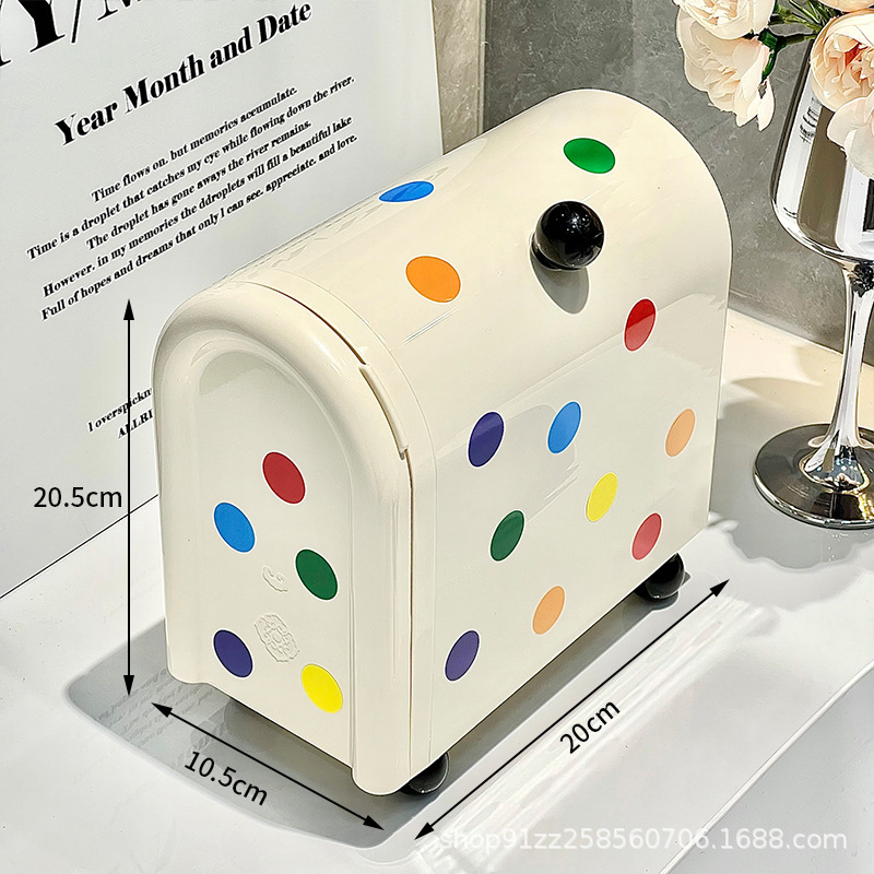 Studentenslaapzaal Desktop Polka Dot Opbergdoos Kaptafel Lippenstift Sieraden Puin Sorteerdoos Lade Cosmetische Opbergdoos: Black