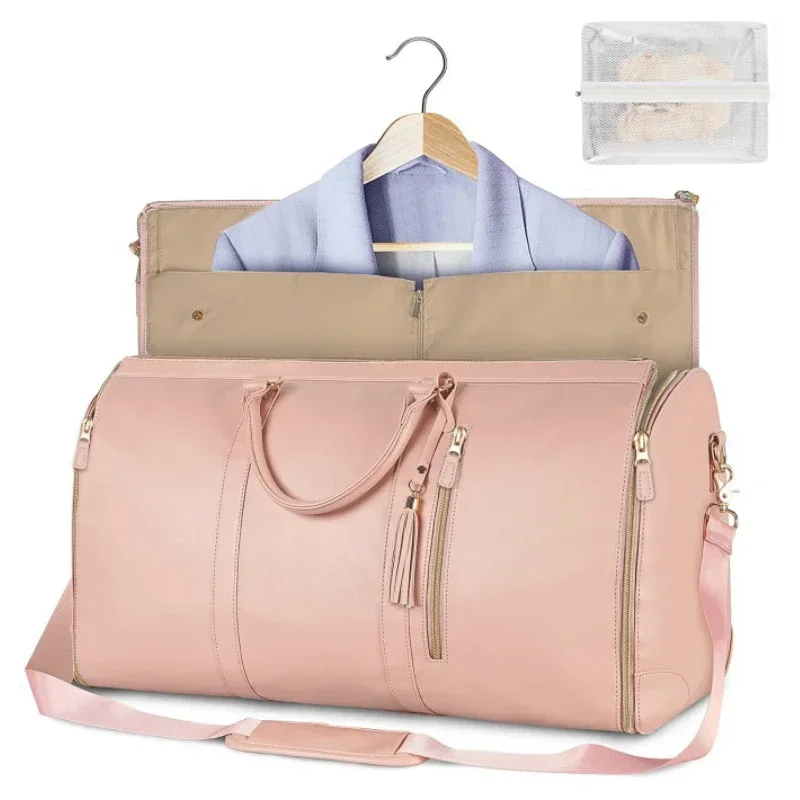 1pc Faltbare frauen Reise Bequem Handgepäck Kleidung Tasche Große PU Leder Seesack frauen Business reisetasche