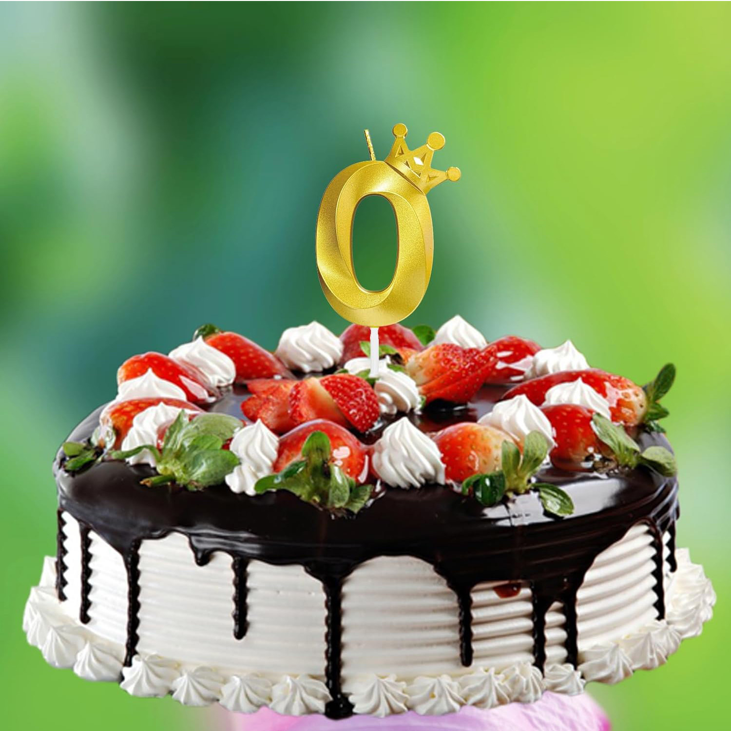 Number 0 Birthday Candle 3D Crown Crown-0 Gold Cake Topper Decorations for Happy Birthday Candles Anniversaries