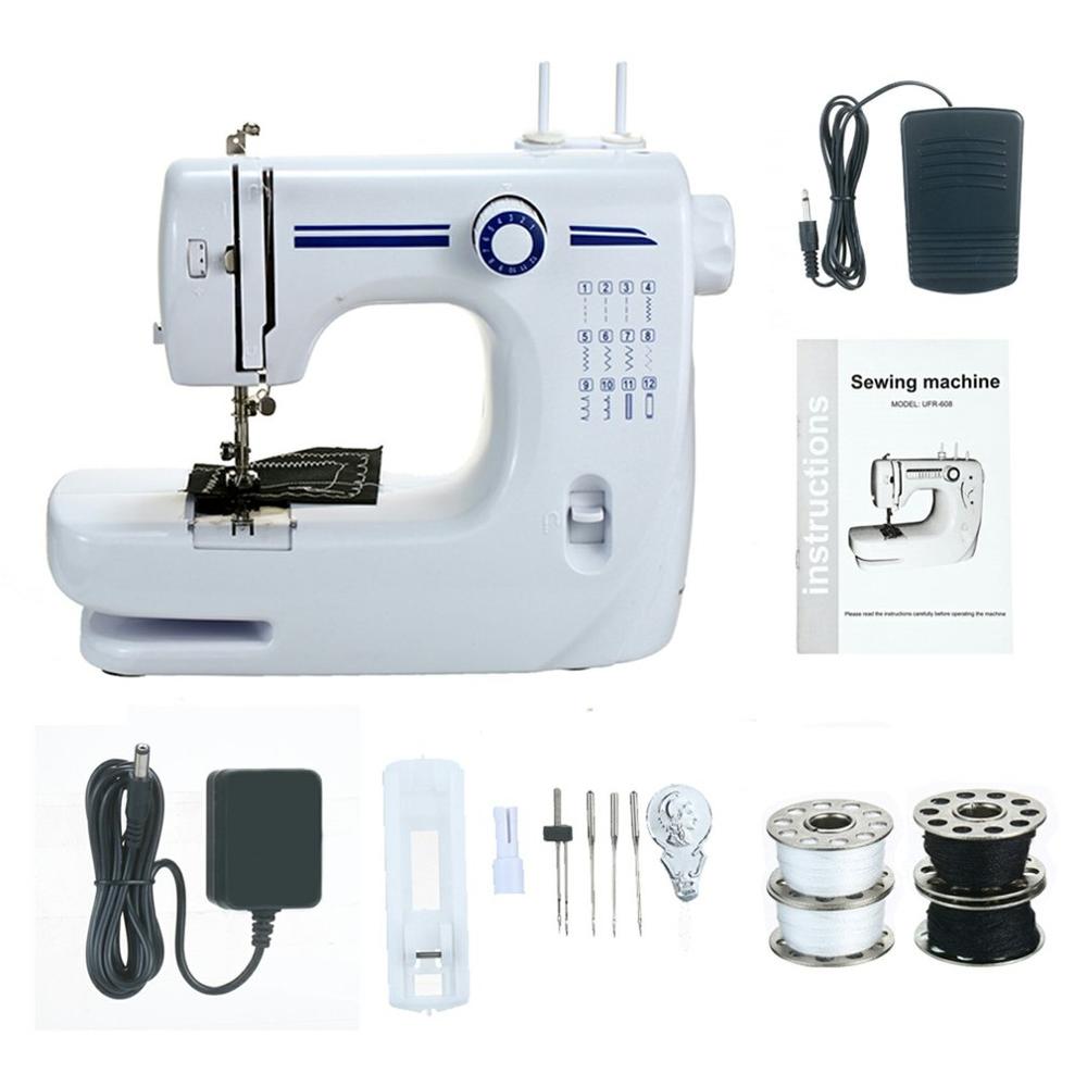 US/EU Plug Sewing Machine Mini Multi-function Dual-needle Sewing Machine With Foot Pedal Household Multi-Function Electric