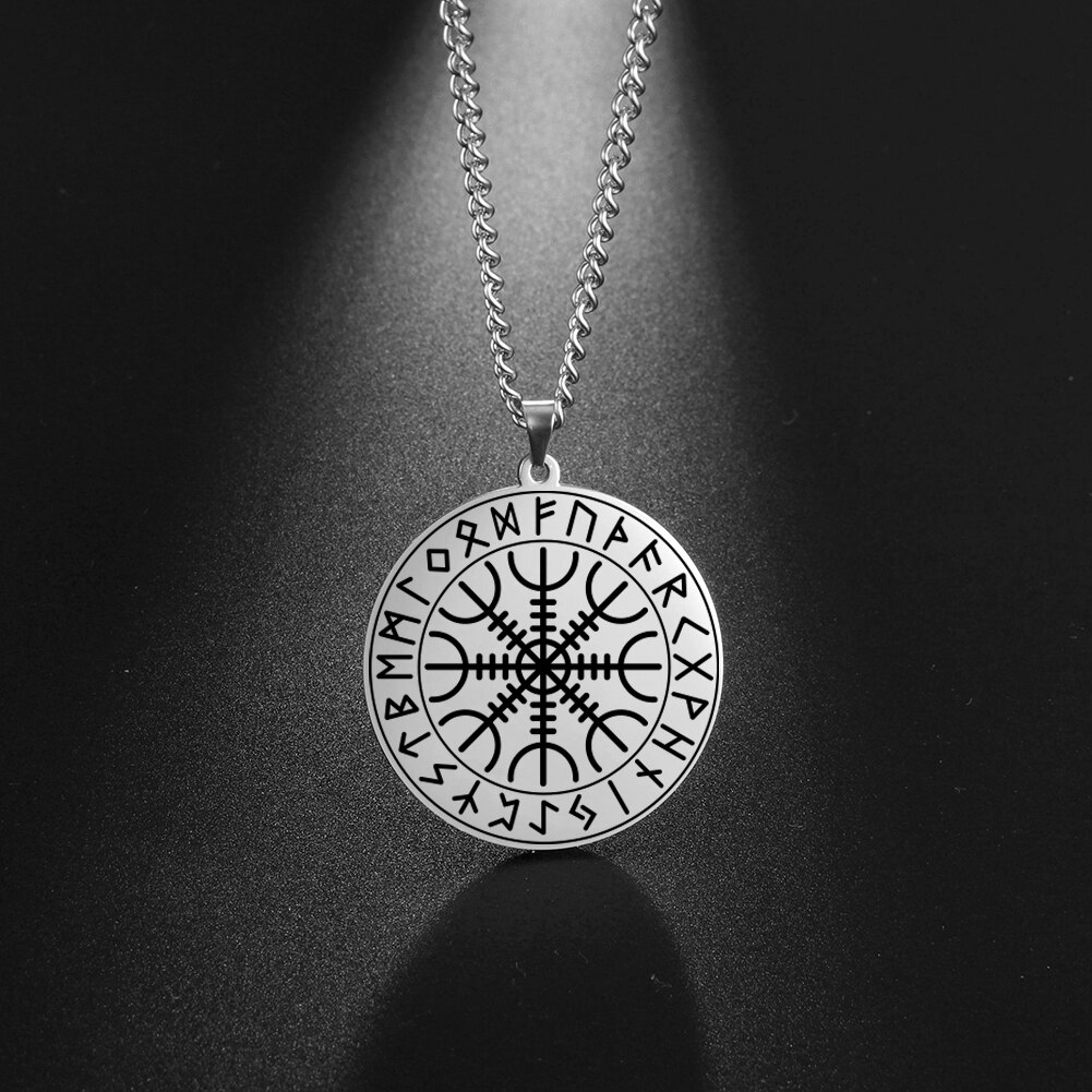 Dawapara nordisch Wikinger Symbol von Nordischen Kompass in Rune Kreis Vegvisir Anhänger Halskette Edelstahl Schmuck Amulett Halsketten