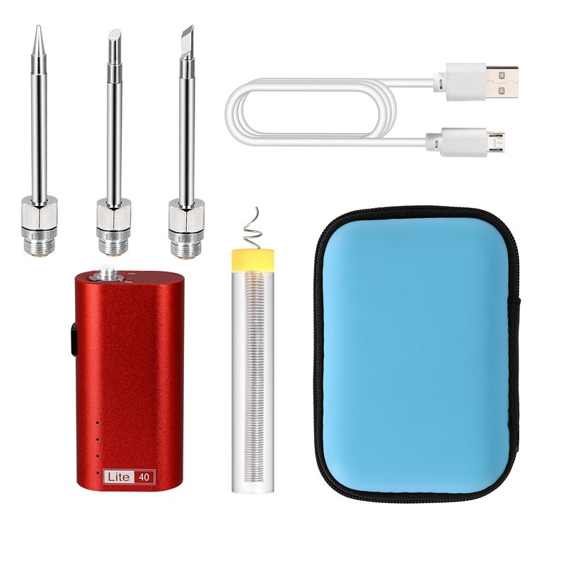 5V20W electric soldering iron portable wireless charging soldering iron with USB soldering tool Android interface charging: Red