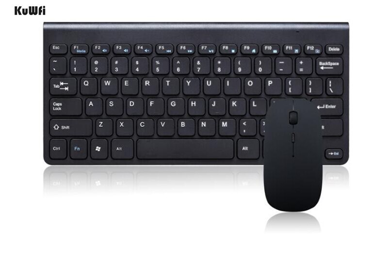 2.4GHz Wireless Keyboard With Cover With Mouse Mice Set Ultra Slim Thin For Desktop Laptop PC Computer Keyboard Set: Black