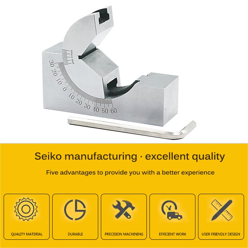 1PC High Precision Angle Block Gauge 0 To 60 Degree Adjustable Micro Angle Gauge With Wrench Angle V Block Gauge Tools