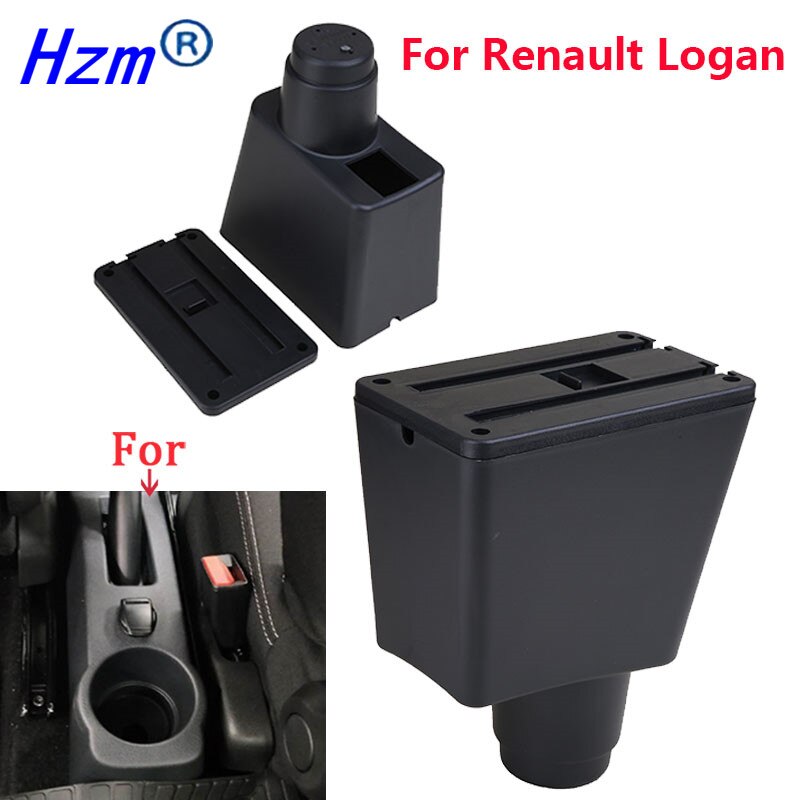 For Dacia Sandero Stepway armrest box central Store content Storage box Double layer armrest box with Ashtray Cup holders