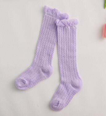 Summer Thin Over-the-knee Socks Anti-mosquito Socks Breathable Kneecap Babies' Children Cotton Socks General Socks Unisex Solid: Purple Knee Mesh / 1 to 3year
