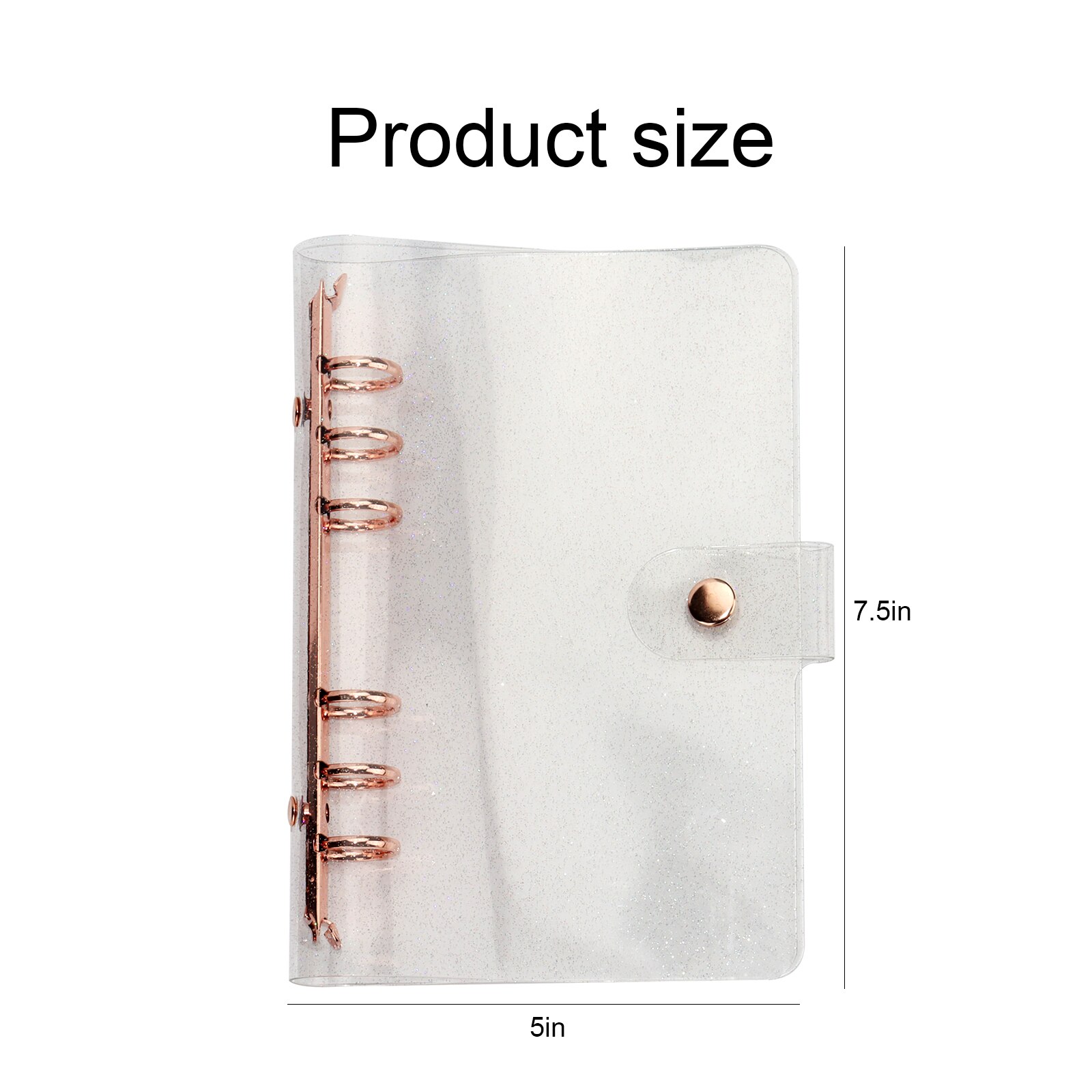 6 Ring A5 Clear Glitter Binder PVC Notebook A6 Binder Glitter Rose Gold A5 Clear Folder Binder: A6 Rose Gold Glitter