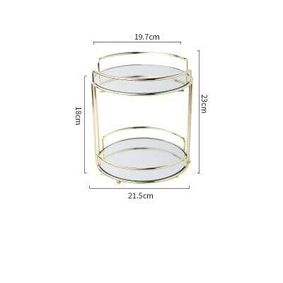 Nordisk dobbeltlag kosmetikopbevaringsstativ btahroom opbevaringsstativ toiletbord desktop efterbehandlingsstativ smykkerbakke: Spejl