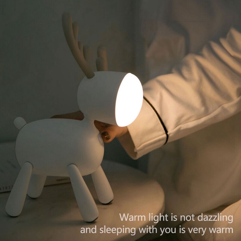 Eland led bureaulamp klein kijkend hert cartoon usb nachtlampje met slaaplamp bureau leeslamp