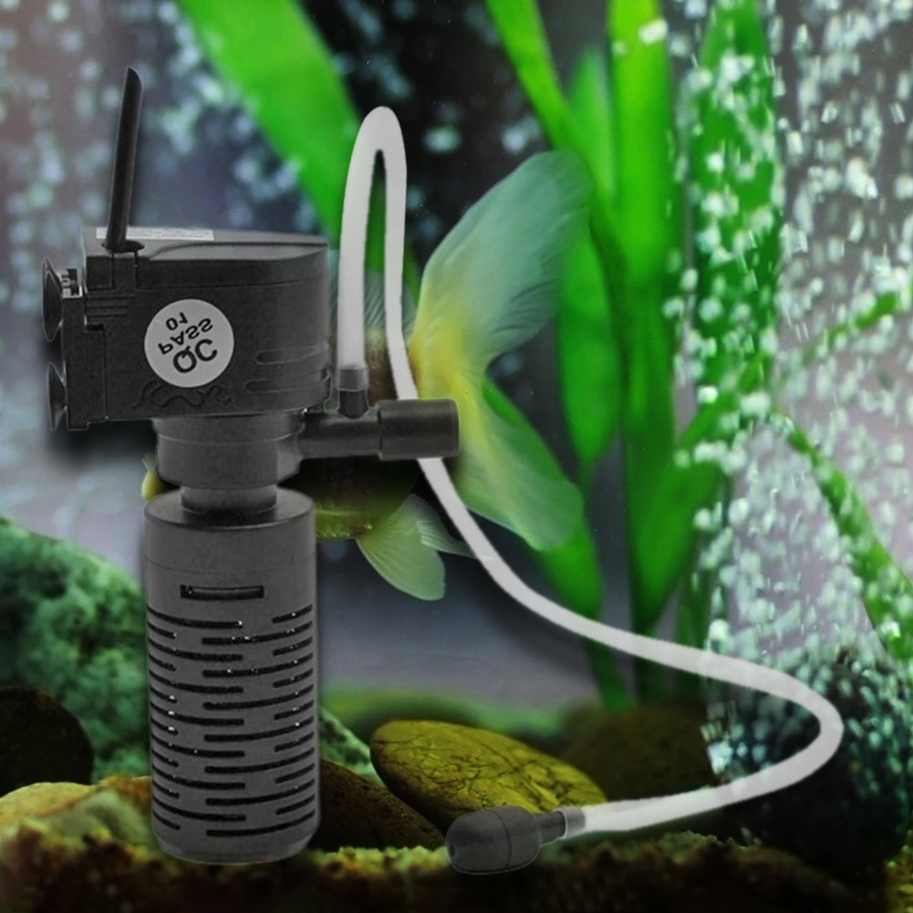 Mini Filtro de tanque de peces multifuncional 220V 3W 3 en 1, purificador de agua sumergible de oxígeno para acuario, filtro de tanque acuario