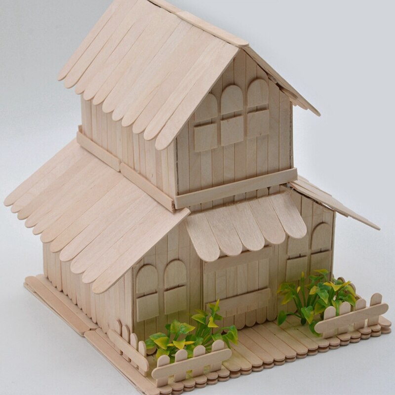 50pcs Coloré Bâtons de Popsicle En Bois Naturel Bâton de Crème Glacée En Bois Enfants BRICOLAGE Artisanat D'art Sucette Gâteau Outils Signets Accessoire