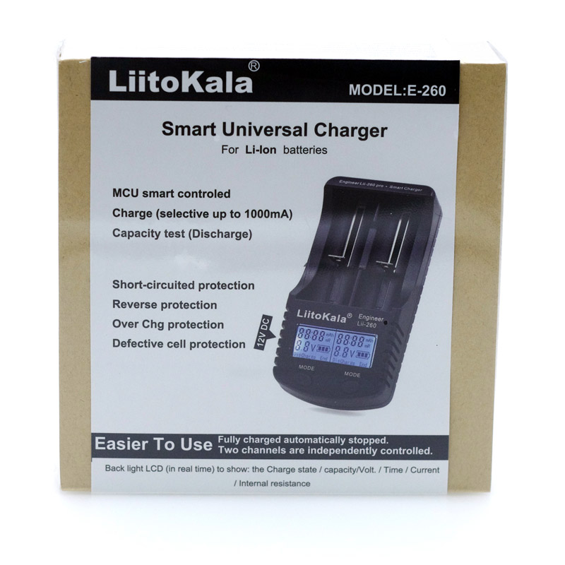 Liitokala Lii-500 300 260 S1 402 202 100 LCD 3.7V 18650 18350 16340 25500 14500 26650 1.2V AA AAA NiMH lithium battery Charger: Lii-260 and adapter