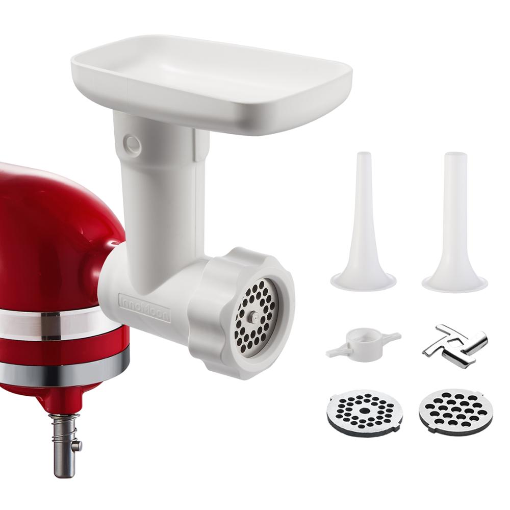 Plastic Food Grinder Attachment for Kitchenaid Stand Mixers, as Meat Mincer Accessory including Sausage Stuffer Tubes