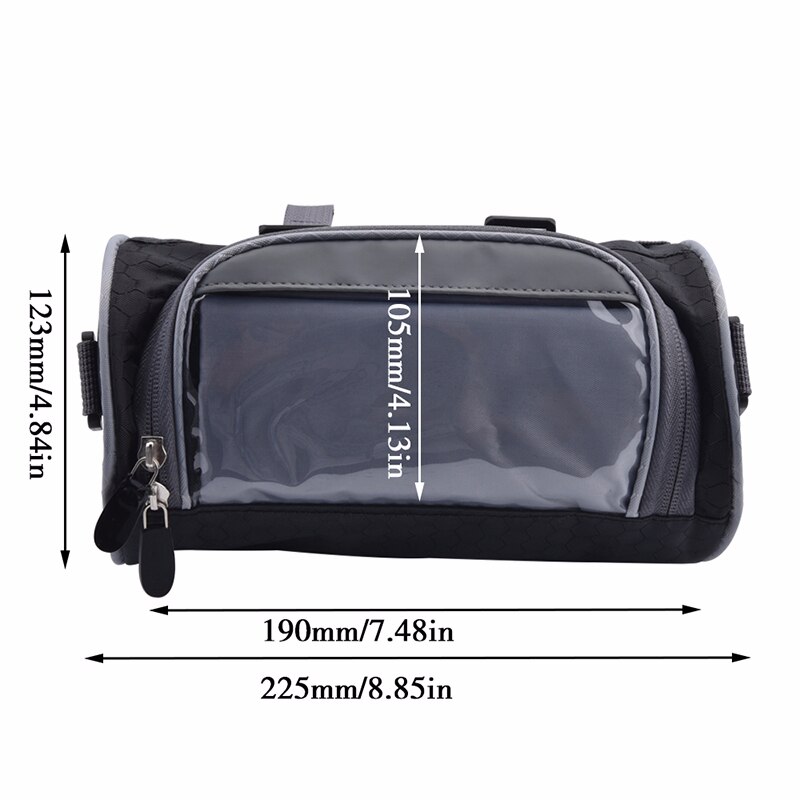 2.5L Windshield Bag Motorcycle Front Handlebar Fork Storage Bag Container Fabric Waterproof Bicycle Front Frame Bag Black