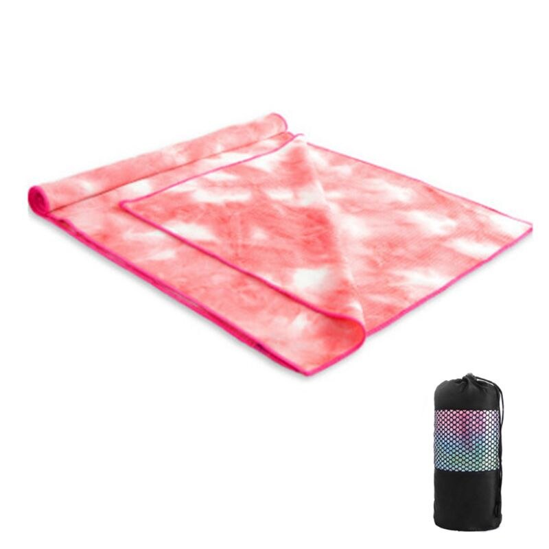 Tie-dye yoga håndklæde svedabsorberende skridsikker fitnessmåtte tæppe med bærepose