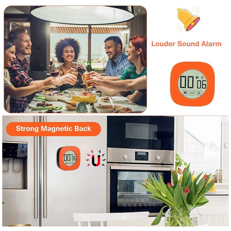 Digital Kitchen Timer for Cooking, Cooking Minute Second Timer Alarm Clock, Large LED Display, Loud Alarm, netic