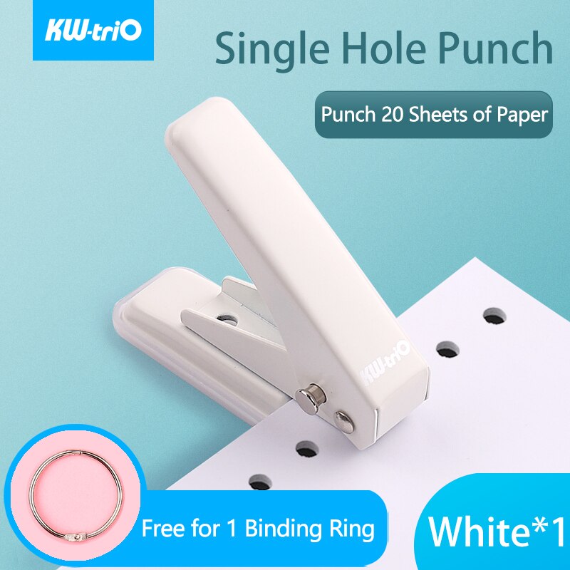 KW-triO 2-Hole Paper Punch Notebook Round Hole Puncher DIY A4/A5/A6/B5/B6 Paper Drilling Book Puncher Office Supplies: Metal Puncher-White