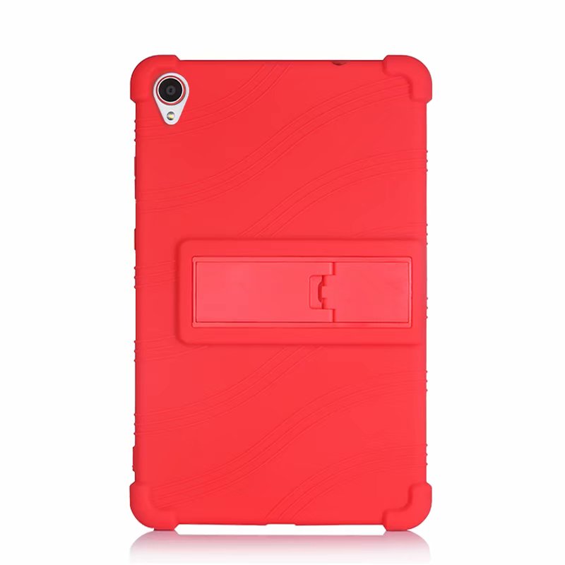 Siliconen Case Voor Lenovo Tab M8 Hd Tb-8505 8505F Shock Proof Cover M8 Fhd Tb-8705 8705X standhouder: Rood