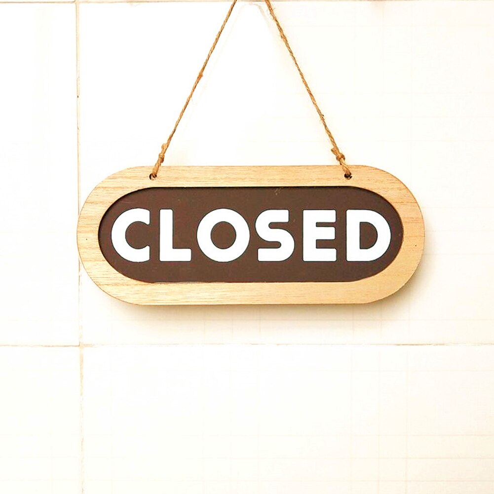 Double Sides Hanging Sign Indoor Business Notice Bar Open Closed Art Wall Home Wood Decoration Modern Store Club