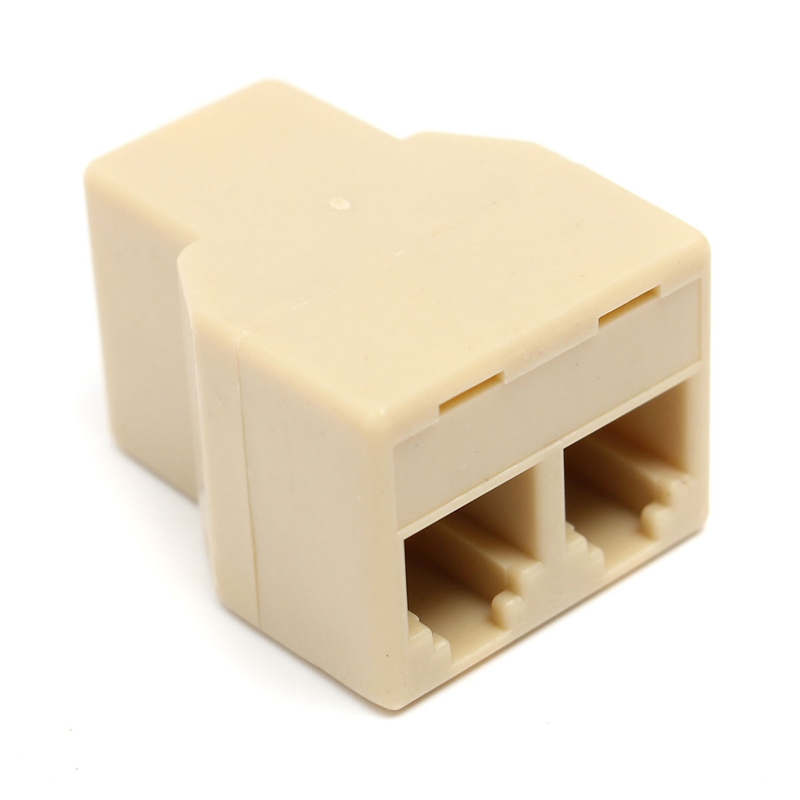 1 to 2 hun  rj11 telefon telefonstik line y splitter adapter stik beige best